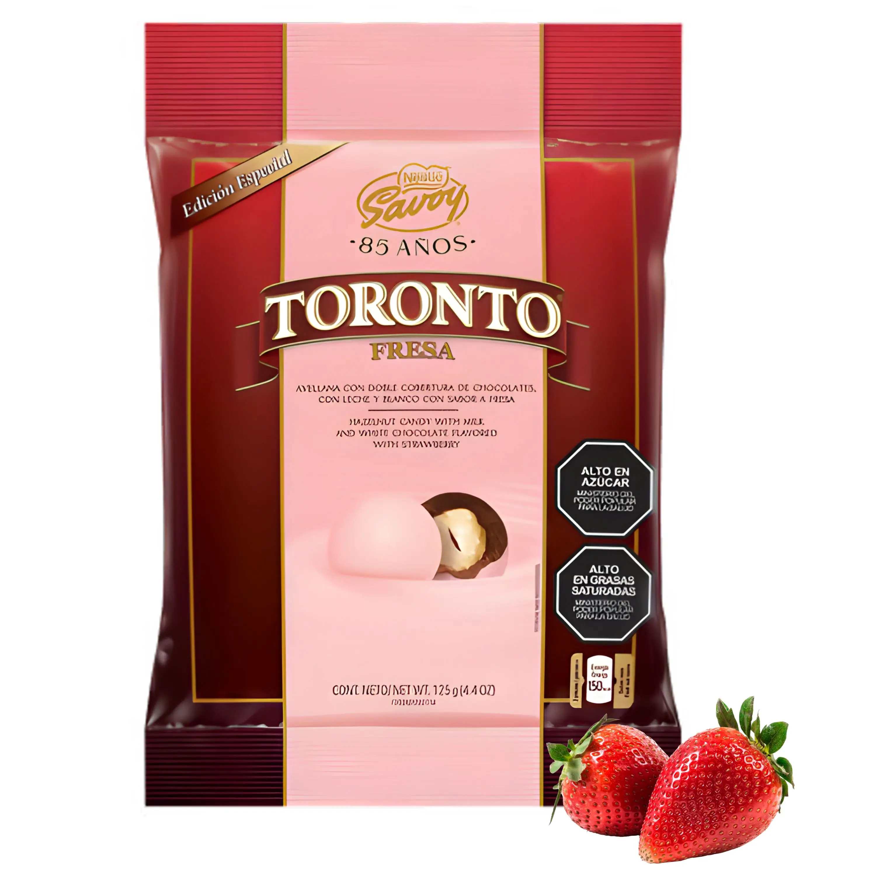 Nestle Savoy Toronto Chocolate Candy Bar Snack - Creamy Strawberry-Covered Hazelnut, Smooth Milk Chocolate Core, Perfect Mix of Crunchy + Creamy Textures, 125g Ambient Cupboard Treat