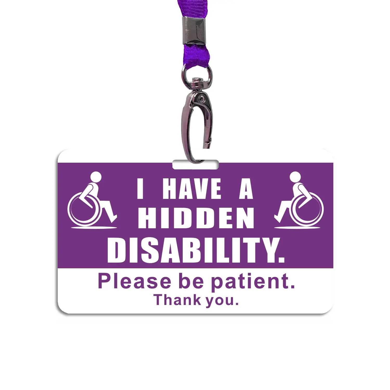 Hidden Disability Care Card, Disability Card with Lanyard, I Have A Hidden Disability Please Be Patient Thank You Card, Portable Card for Travel, ID Holder, Id Badge Holder With Lanyard