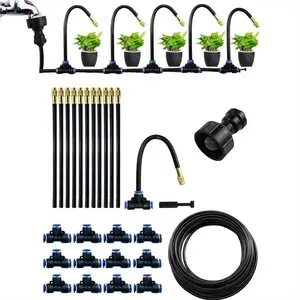 Drip Irrigation Kit, Automatic Watering System with Rotating Brass Spray Head, Garden Sprinkling Tool Set for Balcony, Rainforest, and Garden, Automatic Plants Watering, Adjustable Watering System