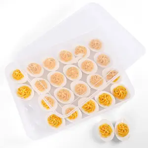 Deviled Egg Containers with Lid, 24 Portable Storage Carrier with Lid for Eggs BPA-Free Egg Holder for Refrigerator Clear Egg Organizer for Easter Thanksgiving Party Home Kitchen Supplies