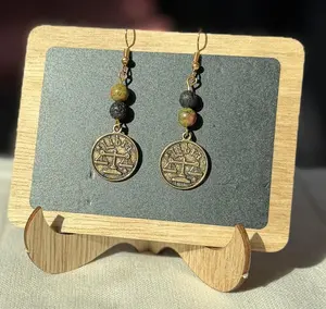 Natural Stone Zodiac Earrings-Libra