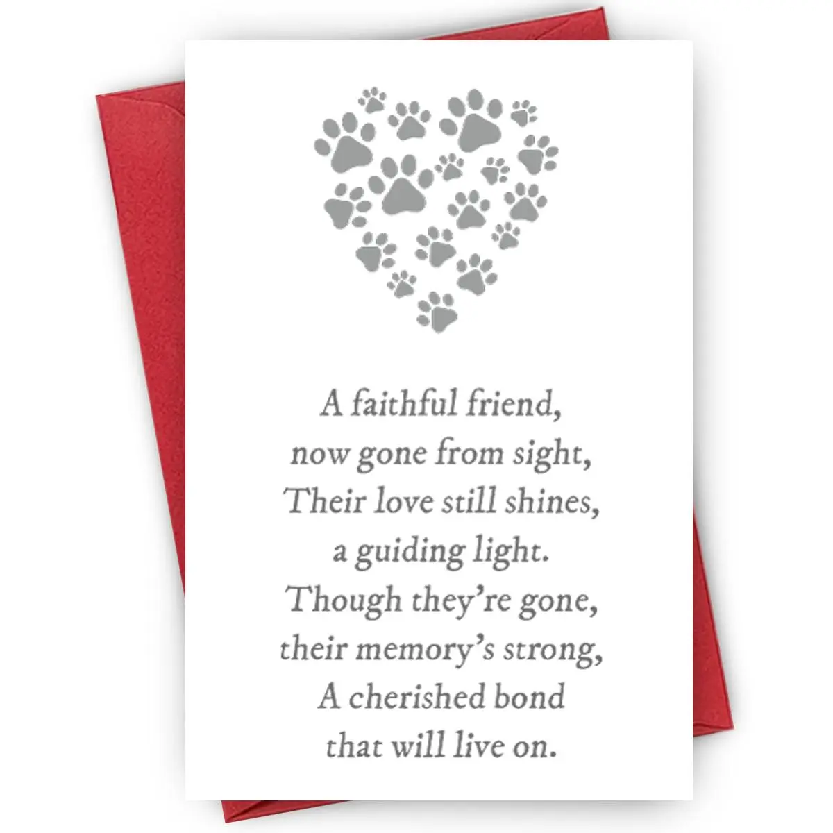Paw Print Sympathy Card for Pet Loss, 1/3/5 Counts Pet Death Condolences Cards with Envelopes, Poem Deepest Sympathy Sorry for Your Loss Card