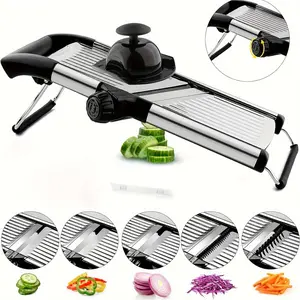 Adjustable Mandoline Slicer, Stainless Steel Kitchen Vegetable Chopper, Vegetable Cutter, Kitchen Gadget for Effortless Slicing and Shredding, Utensils