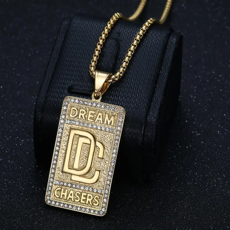 Iced Out DREAM CHASERS Pendant Necklace | Cubic Zirconia Sparkling Design for Men & Women | Bold Hip Hop Jewelry for Street Style, Parties & Fashion Statements