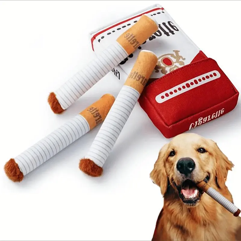 Gift for Pets,Cigarette Design Dog Toy,4 Pieces Set,Interactive Chew Toys with Squeaky Sound,Fun and Novelty Design, Suitable for All Dogs and Cats