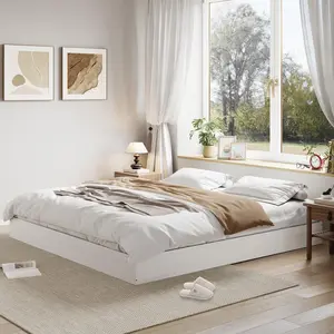 Modern Minimalist Wood Platform Bed Frame, Floor-Standing with Sturdy Wooden Slats, Noise-Free, Space-Saving, Easy Assembly, No Box Spring Needed, Easy Setup