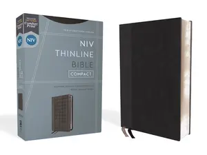 NIV, Thinline Bible, Compact, Leathersoft, Black/Gray, Red Letter, Comfort Print by Zondervan [Leatherbound Book]