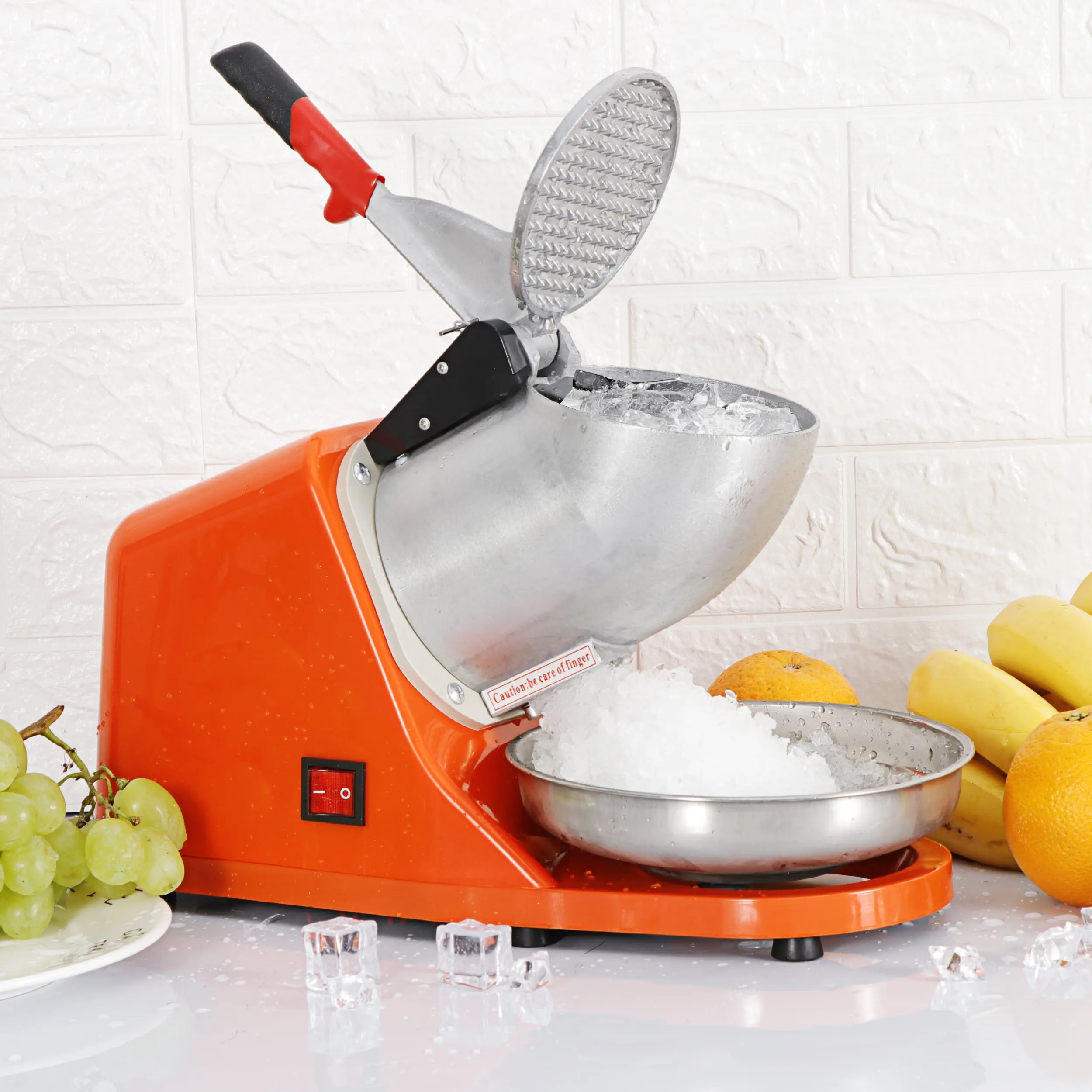 SuperDeal Stainless Steel Electric Ice Shaving Machine - 300W Fast Speed, 143 lbs/h High-Capacity Home Ice Crusher, Standard Plug for Orange Shaved Treats, Make Shaved Ice Anytime At Home