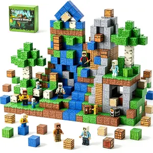 300PCS Pixel Magnetic Blocks Set, Strong Magnetic Building Cubes, STEM Montessori Sensory Geometry Toy, Screen-Free DIY Stacking Gift for Kids 3+