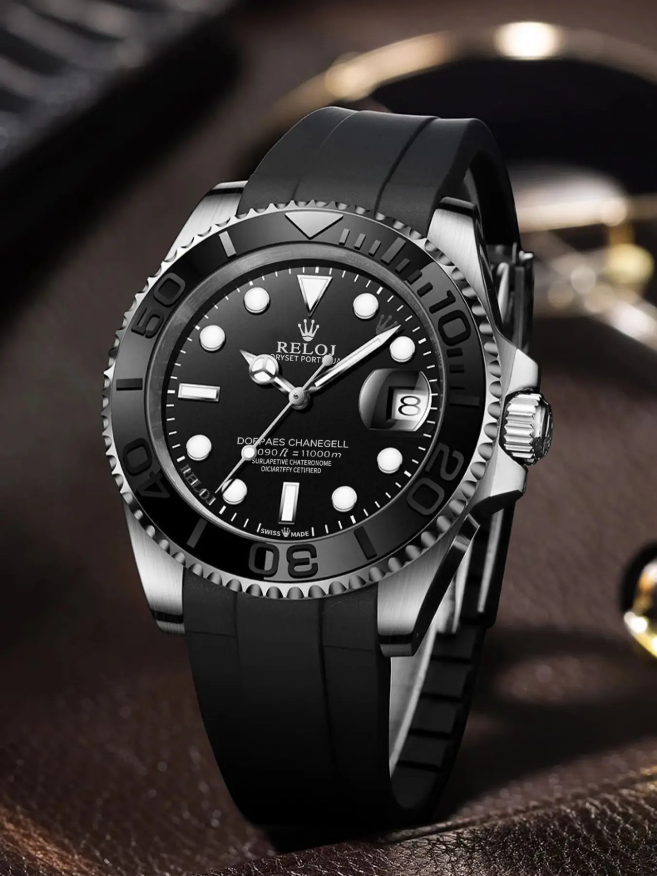 Men's Luxury Quartz Watch, Durable Watch, Waterproof Luminous Calendar, Water Resistant Wristwatch, Fashion Business Wristwatch, Round Analog Face, Round Dial Watch, Stainless Steel Buckle, Luminous Date Wristwatch