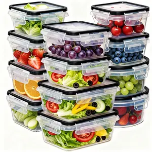 24 Pcs Large Plastic Airtight Food Storage Container Set (12 Containers+12 Lids) Leakproof, BPA-Free, Labels&Marker, Kitchen Organization