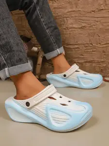 Men's Hole Shoe Full Coverage Outdoor Sports Coconut Sandals Beach Slippers, Casual Eva Material, All Seasons, Plain Pattern