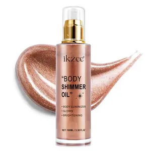 Ikzee Rose Gold Body Pearlescent Glitter Oil, Matte Shimmer Multi Dimensional Shimmer Makeup Oil, Body Luminizer, Luminous Body, Long-Lasting Color, Boosts Skin Radiance, Perfect for Parties