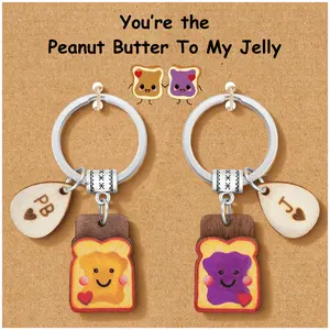 Funny Mother's Day Gift Set - PB & Jelly Matching Keychains for Best Friend Moms & Grandmas