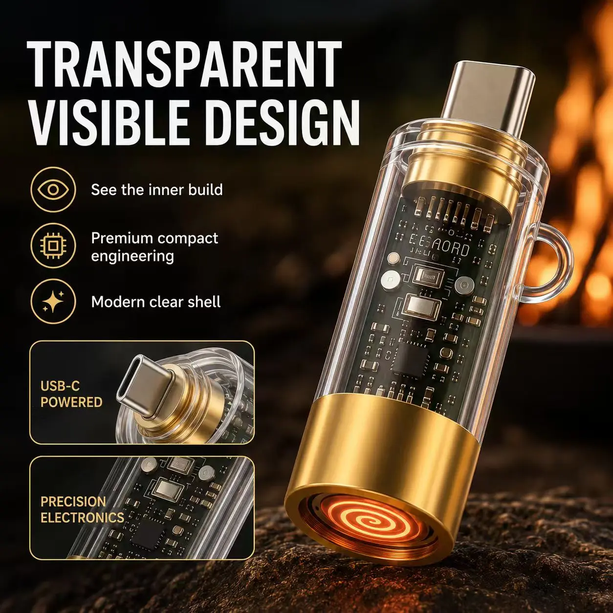 MREGB Type-C Electric Fire Starter. Mini Windproof & Waterproof Flameless Plasma Fire Maker. Powered by Phone Power Bank. Plug and Play with 10S Auto Shut-Off & Overheat Protection for Camping & Survival. Lightweight EDC.