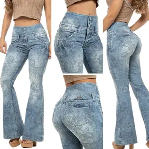 W50-539   Colombian Rhinestone Stretch Jeans High Quality