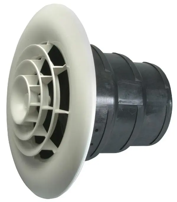 Havaco Quick Connect HT-GRB-R1 White Round Ceiling Diffuser and 8-7-6 in. Reducing Boot, Custom Graphics, Multi-Size, Paintable