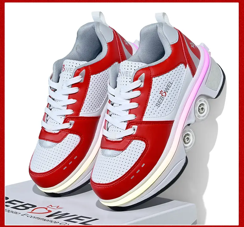 【Christmas gift!!!】SEBOWEL Fashion Roller Skates, Invisible Wheels 2-in-1 Transformer Shoes 4 Telescopic Wheels,Outdoor Walking Shoes,Christmas Gift