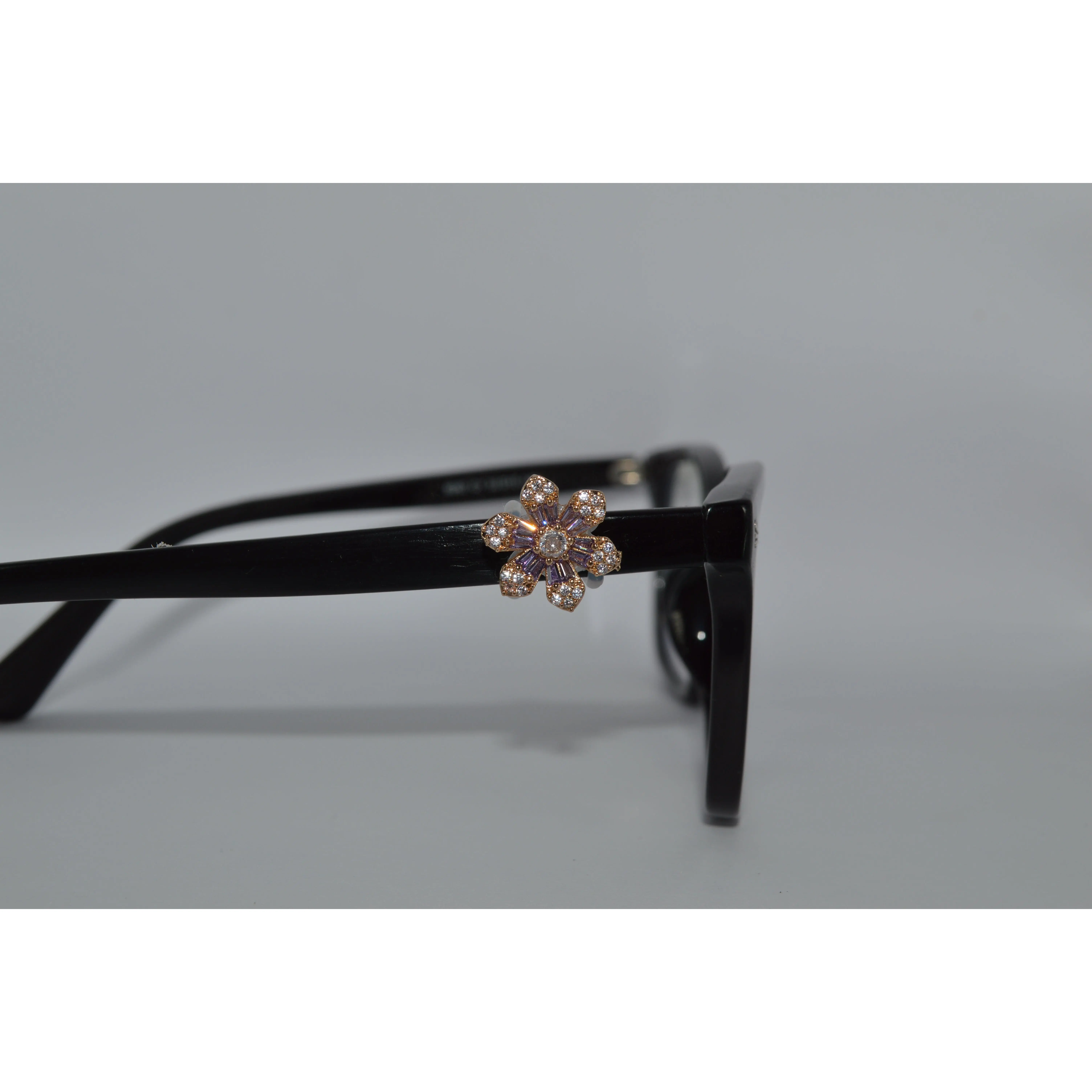 Jeweled Beaded Purple Flower Eyedeco Charm, Glasses Nose Pads, Fashion Costume Jewelry Glasses Ear Cushions, Beads