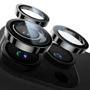 iPhone  17 16 15 14 13 12 11 Pro Max Plus Rear Camera Lens Protector, Round Glass Separated Lenses, Metal Ring Full Coverage Protection Film, Accessories