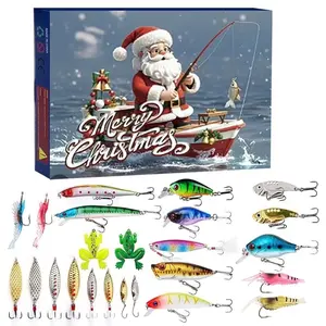 2025 Fishing Advent Calendar 24 Days Fishing Lures Set Christmas Countdown Calendar Xmas Surprise Gift for Men
