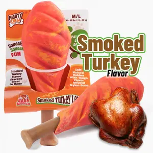 Smoked Turkey Leg Natural Rubber and Nylon Bone Dog Toy