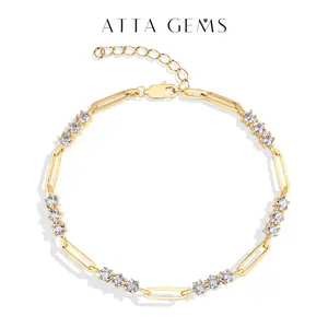 D Color VVS1 3.0mm Round Shape Lab-Created Moissantie Bracelet  for Men Women Daily wear Chain Design Beautiful Jewelry B025