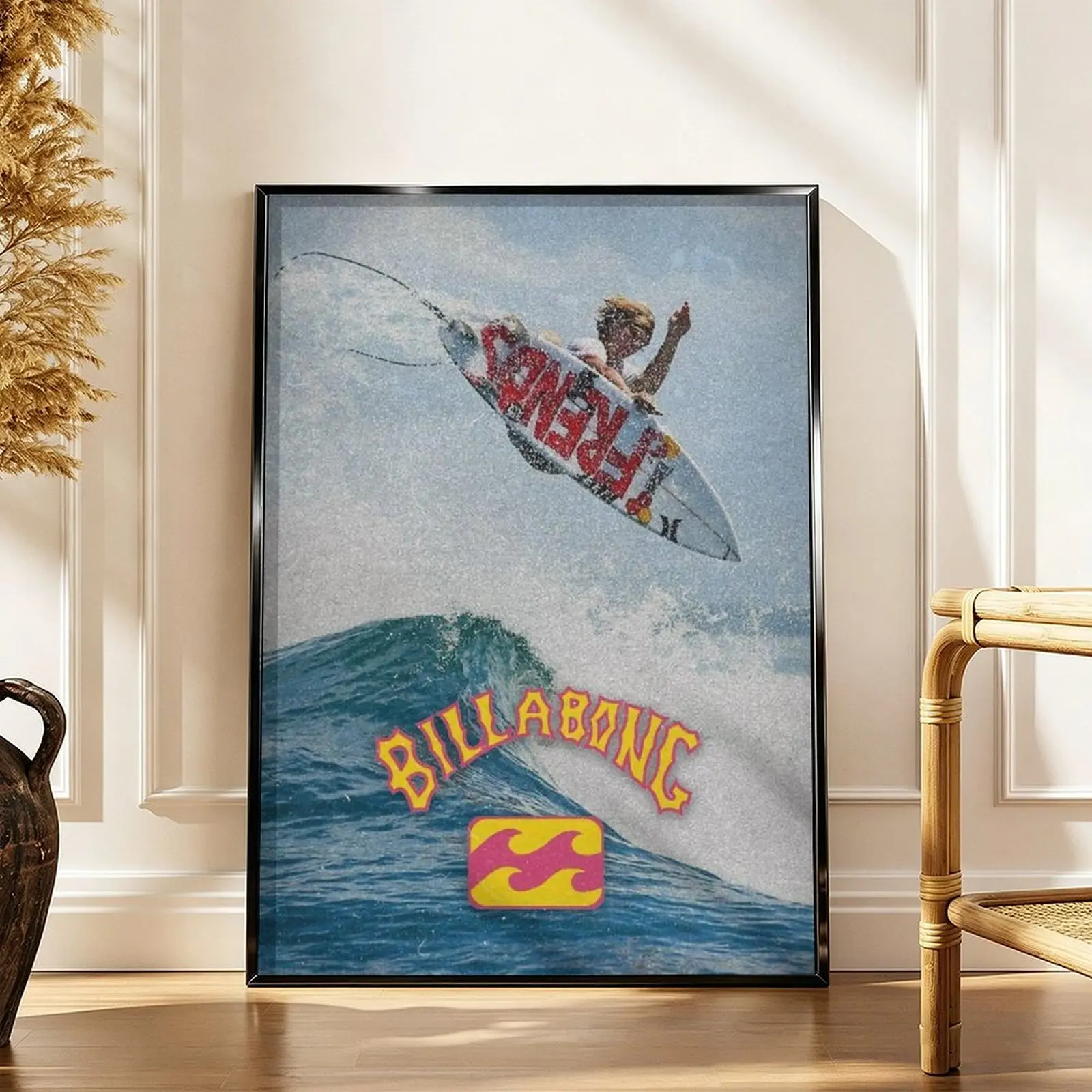 Retro Surfing Ocean Wave Canvas Print Poster - Vintage Coastal Aesthetic Surfer Action Wall Art, Home Decor for Bedroom Room Decor, Artistic