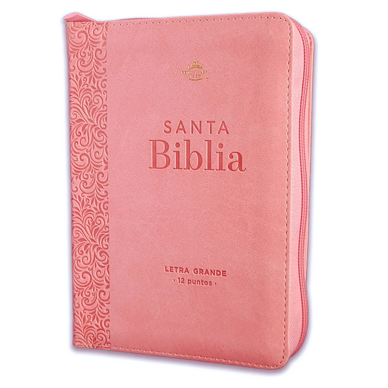 Biblia con Cierre Portátil 12 puntos RV1960 imit piel rosa floral