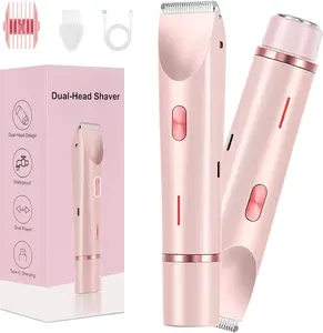 Dermave Bikini Shaver,2025 New Dual Head Shaver Women, 2 in 1 Wet & Dry Waterproof Electric Bikini Trimmer for Women,Pink