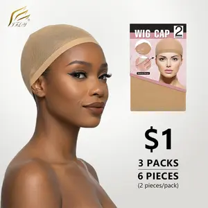 IFLY 3 Packs / 6 Sets Light Brown Stocking Wig Caps Stretchy Nylon Wig Caps for Women