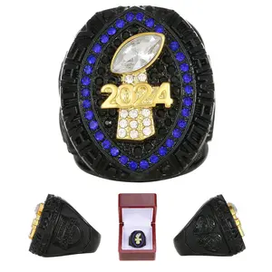 Trending 2024 Annual FFL Championship Ring Black Football Champion Big Ring for Men Jewelry Gift