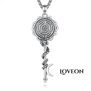 LOVEON Hecate's Key Necklace 925Sterling Silver, Goddess of Witches of MagicFeminism Jewelry for Women Hekate PendantNecklace Ancient Greek Mythology Night ofHekate The Ancient Origins of the Goddess ofWitchcraft and Moon Jewelry
