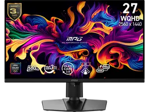MSI 27" WQHD 2K 1440P 500Hz  0.03ms G-SYNC Compatible HDR500 USB-C OLED Gaming Computer Monitor for both PC and Console Gaming MPG 271QR QD-OLED X50