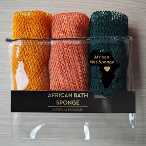 3 Piece African Exfoliating Net Sponge Bundle, Ethically Sourced from Nigeria Bath Sponge Bath Sponge Shower