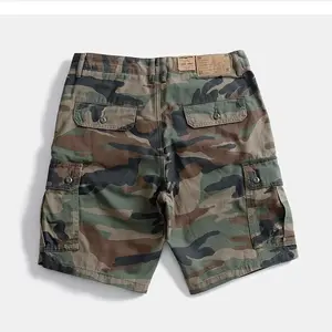 Men's Cotton Summer Retro Multi-Pocket Workwear Camouflage Cropped Pants Trendy Loose Camouflage   Loose Camouflage   cargo shorts