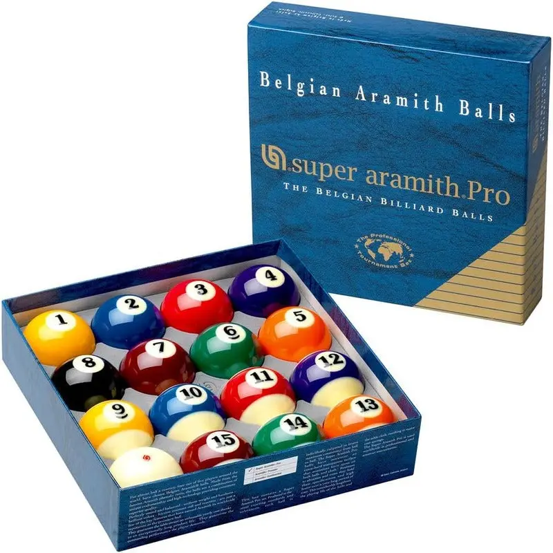 Aramith Super Pro Billiard Ball Set - Professional 2.25 inch Striped & Solid Balls, Aramid Phenolic Resin Construction, Uniform Hardness, Perfect Roundness, Balanced Shape, Uncompromised Quality, Outstanding Endurance, Friction-Resistant Roll