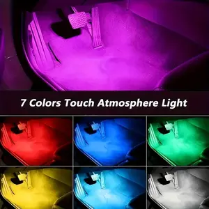 RGB Car Interior Atmosphere Light, Wireless LED Reading Lamp, Colorful Decorative Light, Mini Touch Ambient Light, USB Charging, Easy Installation