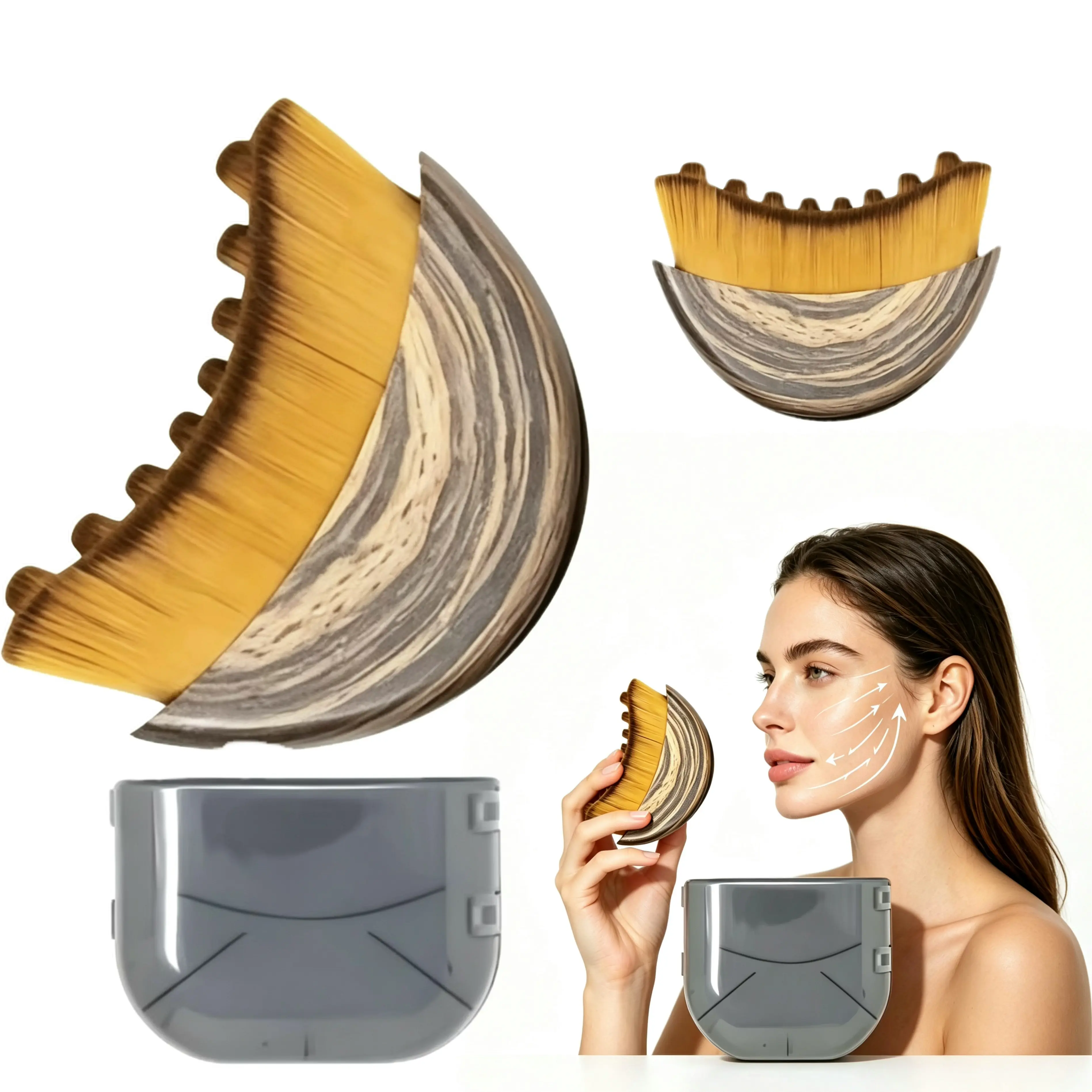 Face Contour Massage Brush for Jawline, Dry Brushing Exfoliator for Facial Relaxation & Skin Care, Precise Skin Fit