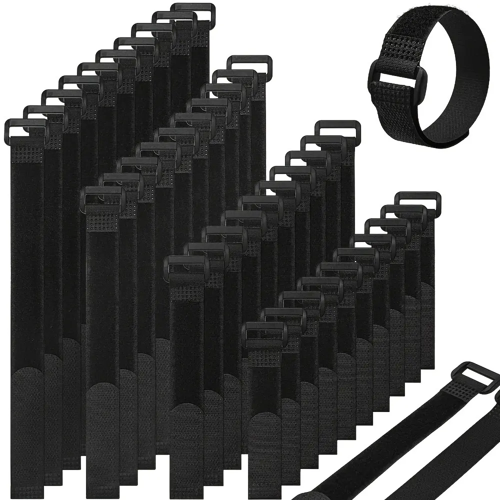 Reusable Cable Ties, Durable Nylon Hook and Loop, Adjustable Fastener Organizer, 20 Mm Wide, 4 Lengths, Pack of 40, Nylon, Wire