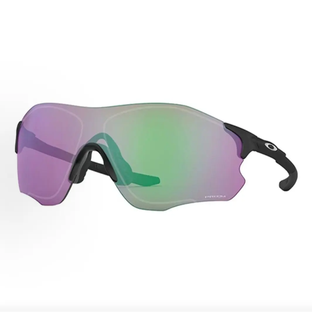 Pre-owned Brand new Oakley Evzero Path Rimless Sports Sunglasses, Matte Black Frame Prizm Green Purple Mirror Lens（Do not purchase directly. Contact us for details.）