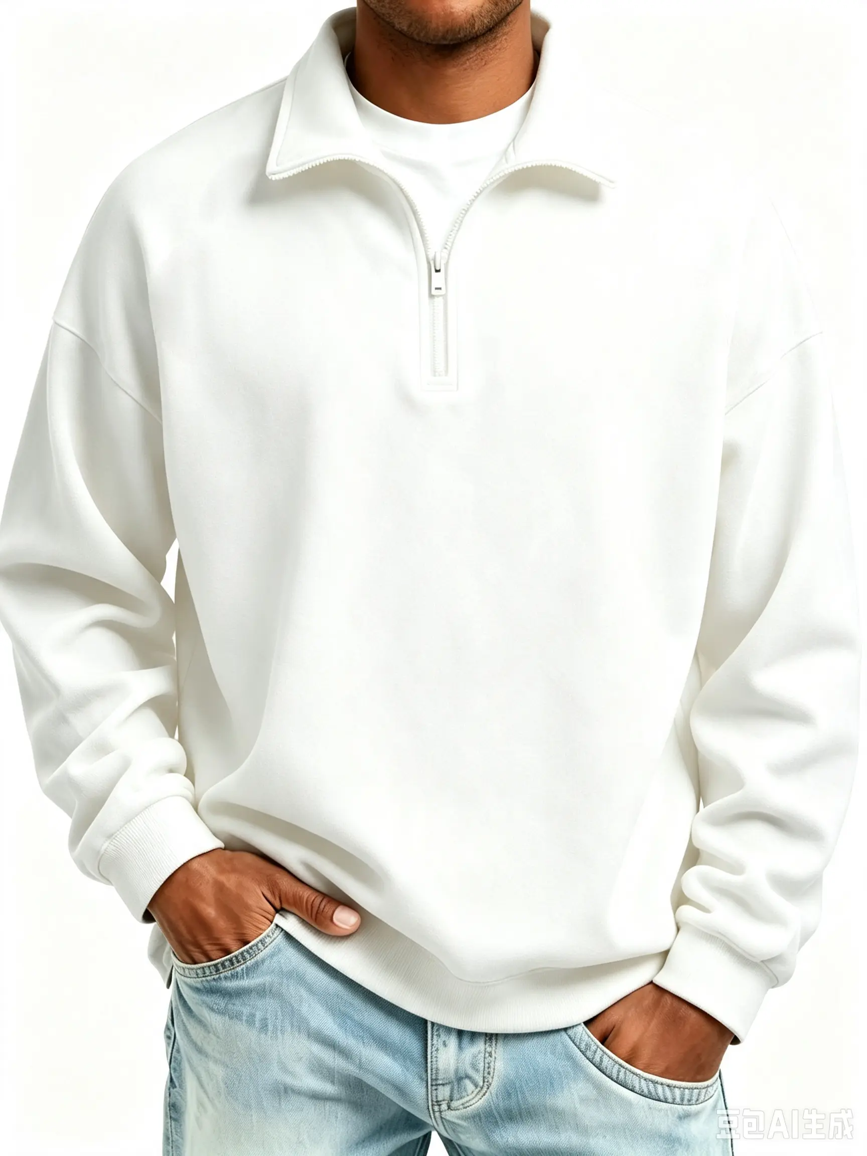 Men Quarter Zip Pullover Sweatshirt Casual Stand Collar Long Sleeve Top Streetwear Basic Outfit For Daily Workout Travel Dating OOTD