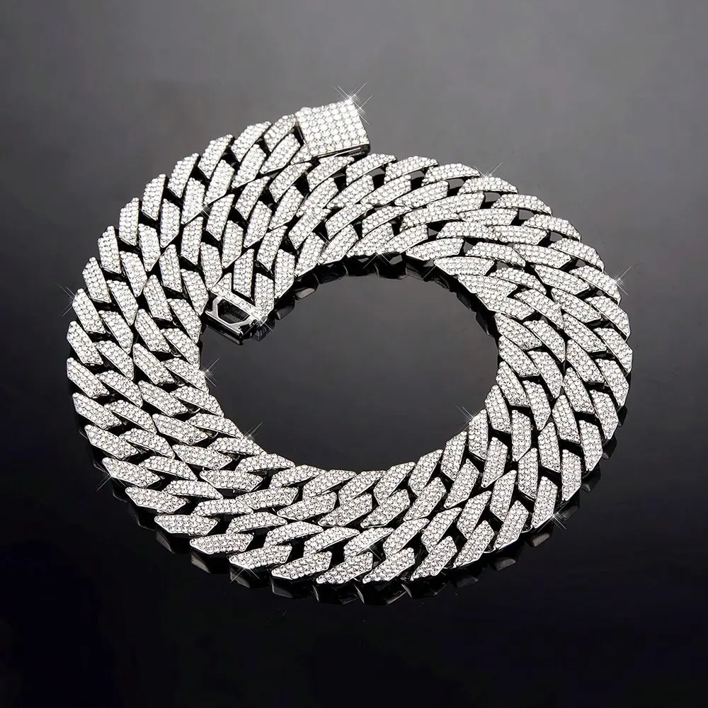 Men's Iced Out Cuban Link Chains, 20mm Heavy Chunky 18-Inch Hip Hop Rapper Style Costume Jewelry Choker Necklace, Chunk, Daily Wear, Bold Statement Piece, Chain & Link, Unisex, 18Inch, Casual, Geometric, No Pendant, No Warning Applicable, Long