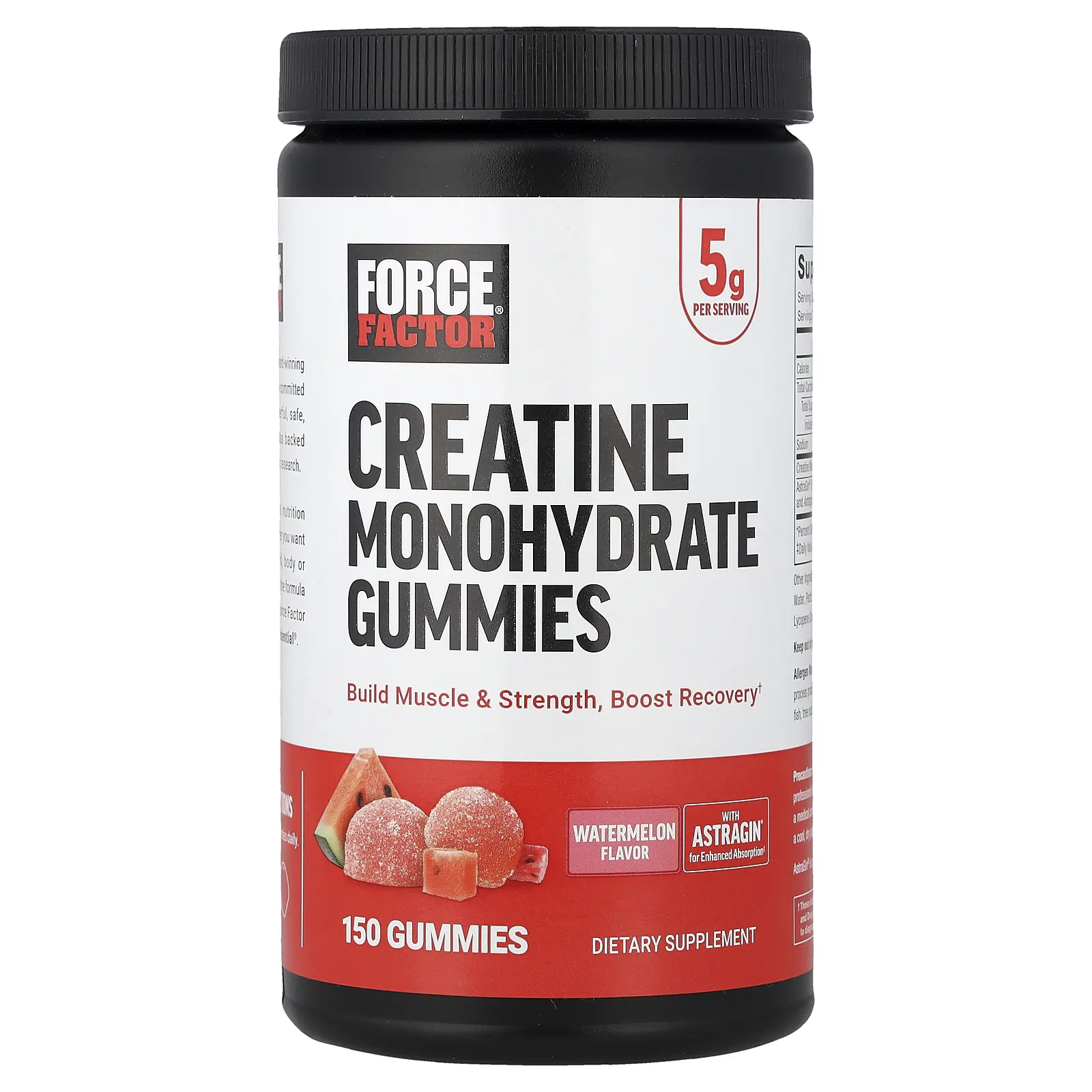 Force Factor Creatine Monohydrate Gummies, Watermelon, 150 Gummies
