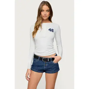 46 Ribbed Henley Top