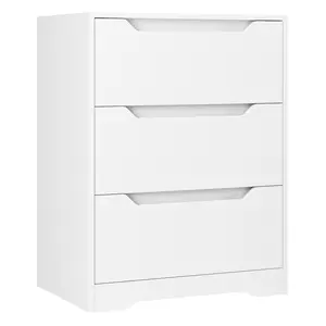 HOSTACK Modern 3 Drawer Dresser, Wood Chest of Drawers with Storage, Tall Nightstand with Cut-Out Handles, Accent Storage Cabinet for Living Room, Entryway