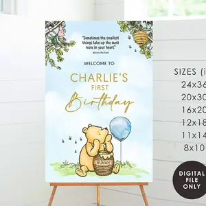 Classic poo Birthday Poster Welcome Sign  Personalized for you 