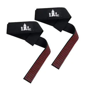 DHABII Lifting wrist strap with silicon printing - 2.5mm Neoprene Padding for wrist support, Weightlifting Straps are 25 inch long for complete grip