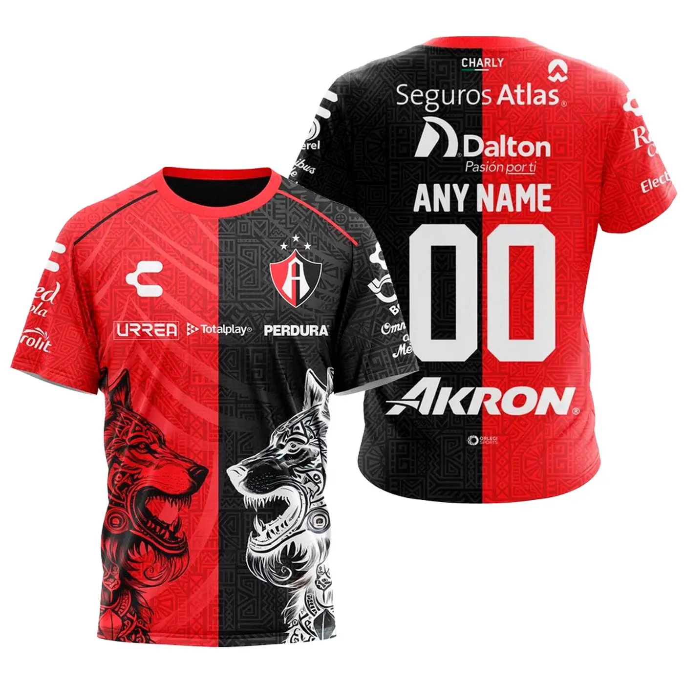 Personalized LIGA MX Atlas F.C Special 2024 Aztec Shirt Red & Black Dual Warrior Mexican Football T-shirt, Mexicano Futbol Jersey, Gifts for Him Dad
