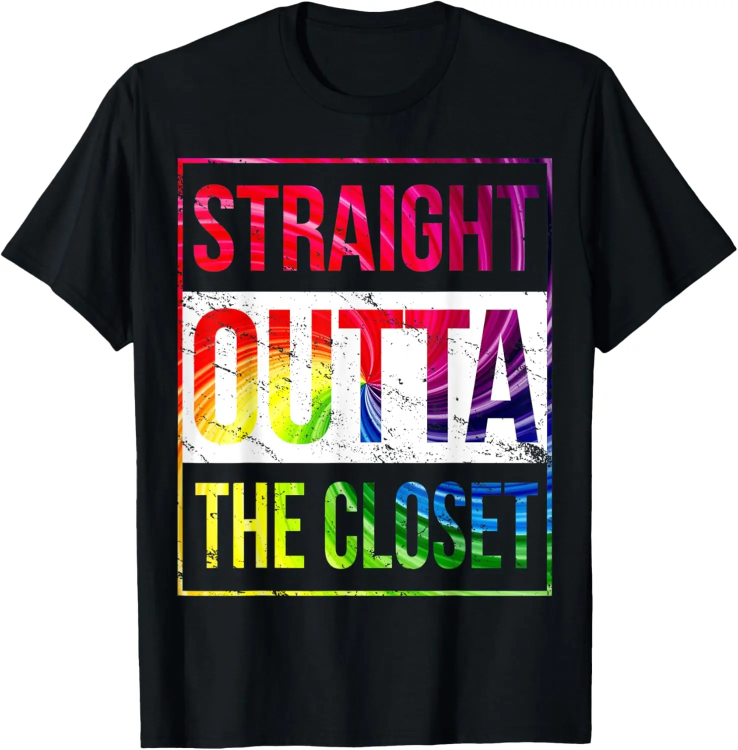 Straight Outta the Closet T-Shirt for Women, Funny LGBT Gay Pride Vintage Graphic Top, 100% Cotton Casual Short Sleeve Streetwear